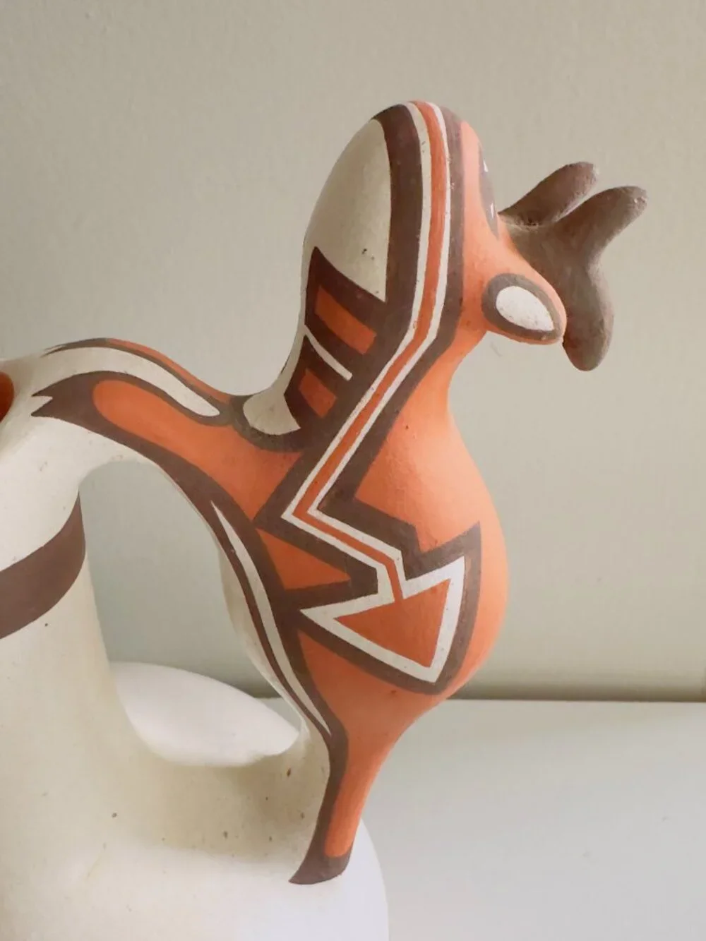 Rowena Him Signed Zuni Pottery Pitcher 1992 Roadrunner Handle